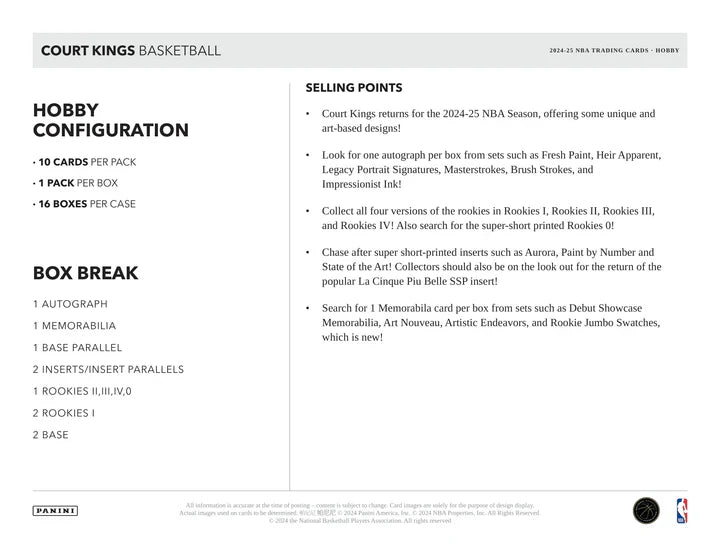 Panini Court Kings 2024-25 Hobby Box